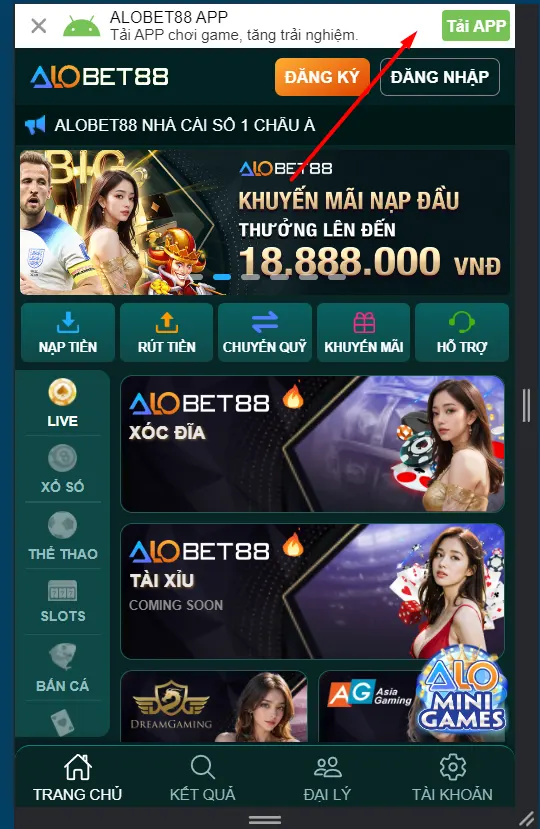 Hướng dẫn tải app Alobet88 